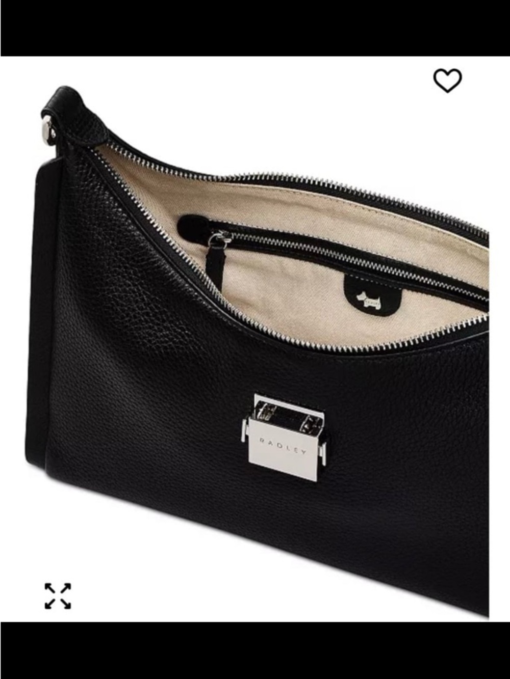 RADLEY LONDON Black Pebbled Leather Shoulder Bag with Gold Lock - Picture 3 of 5